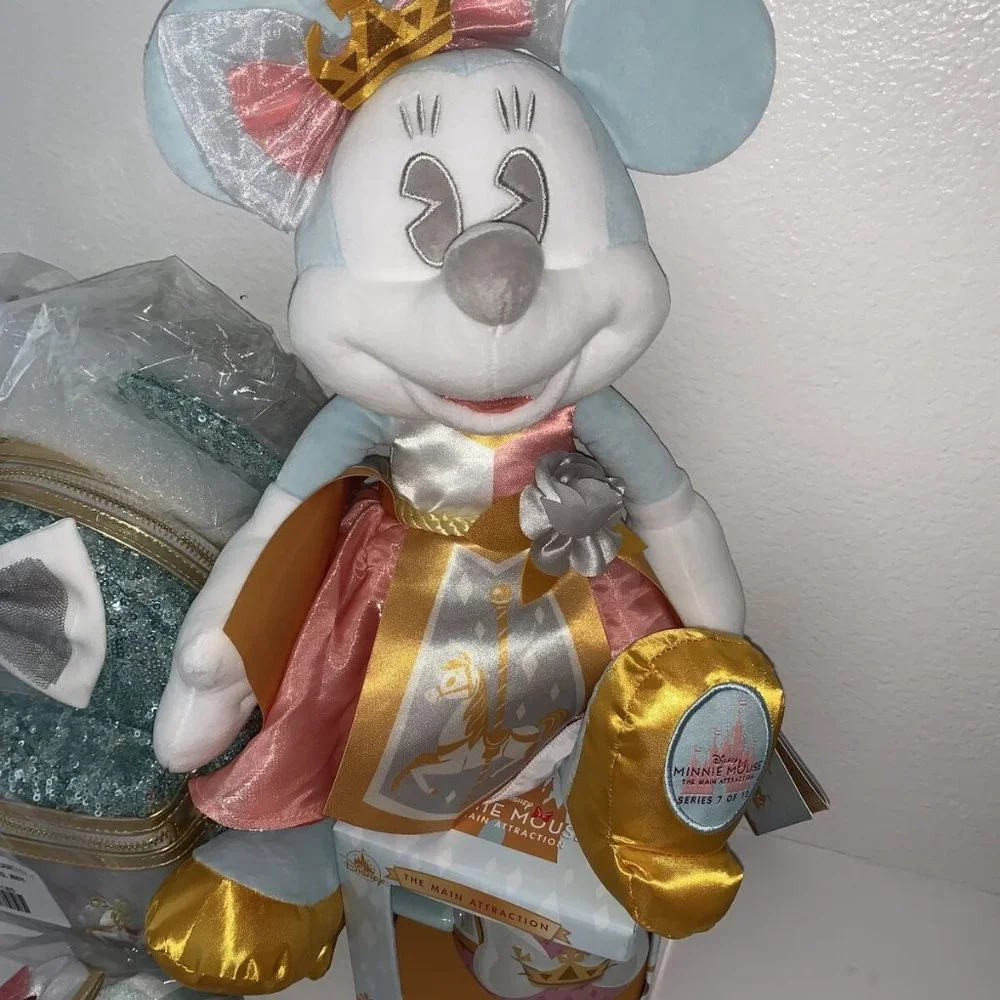 Disney Teal, Gold & Pink Sequin Mini Backpack with Minnie Plush Set